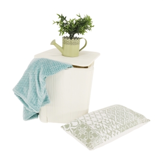 Záhradný úložný box/príručný stolík, biela, IBLIS obr-3