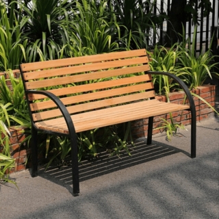Záhradná lavička, čierna/prírodná, LACEA obr-8