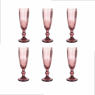 Poháre na šampanské, set 6 ks, 150 ml, ružová, vintage, FREGATA TYP 4 obr-7