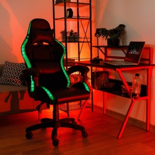 Kancelárske/herné kreslo s RGB LED podsvietením, čierna, MAFIRO obr-3