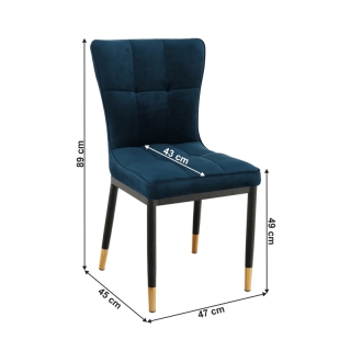 Dizajnová jedálenská stolička, petrolejová Velvet látka, EPONA obr-1
