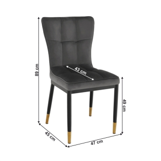 Dizajnová jedálenská stolička, tmavosivá Velvet látka, EPONA obr-2