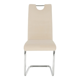 Jedálenská stolička, béžová Dulux Velvet látka/svetlé šitie, ABIRA NEW obr-5