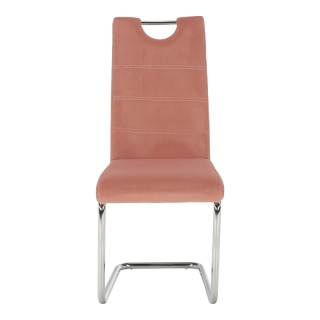 Jedálenská stolička, ružová Velvet látka/svetlé šitie, ABIRA NEW obr-3
