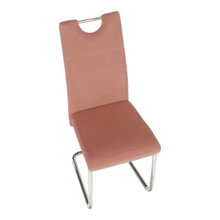 Jedálenská stolička, ružová Velvet látka/svetlé šitie, ABIRA NEW obr-9