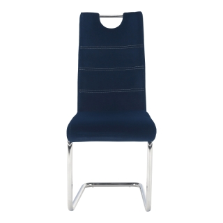 Jedálenská stolička, modrá Velvet látka/svetlé šitie, ABIRA NEW obr-3