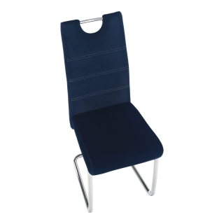 Jedálenská stolička, modrá Velvet látka/svetlé šitie, ABIRA NEW obr-9