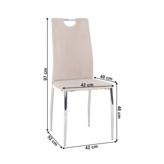 Jedálenská stolička, béžová Dulux Velvet látka/chróm, OLIVA NEW obr-5