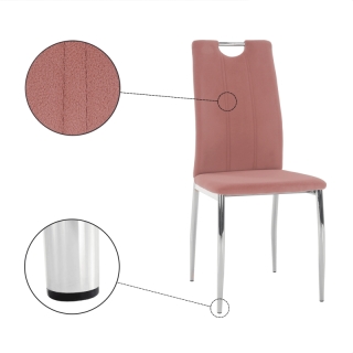 Jedálenská stolička, ružová Velvet látka/chróm, OLIVA NEW obr-3