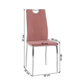 Jedálenská stolička, ružová Velvet látka/chróm, OLIVA NEW obr-5
