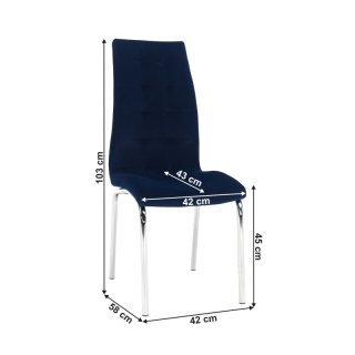 Jedálenská stolička, modrá Velvet látka/chróm, GERDA NEW obr-3