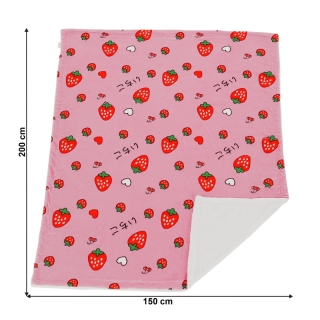 Obojstranná baránková deka, ružová/vzor jahody, 150x200cm, MIDAS TYP1 obr-7
