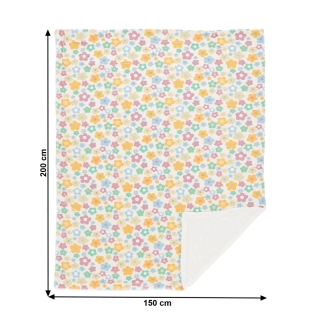 Obojstranná baránková deka, smotanová/vzor kvety, 150x200cm, ARDLE TYP1 obr-5