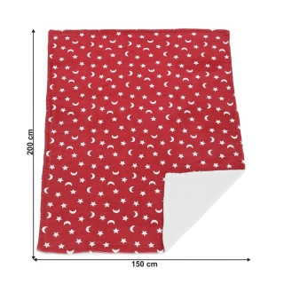 Obojstranná baránková deka, oxy fire červená/biela/vzor, 150x200, NAVO obr-5