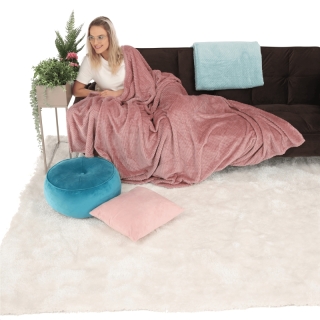 Plyšová kockovaná deka, ružová, 160x200cm, ENNIS obr-7
