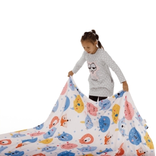 Obojstranná baránková deka, biela/detský vzor, 150x200cm, MIDAS TYP2 obr-2