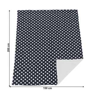Obojstranná baránková deka, tmavosivá/vzor bodky, 150x200cm, DOTIS obr-4
