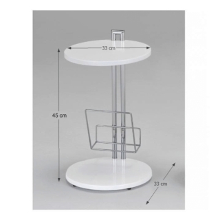 Príručný stolík s držiakom na časopisy, biela/chromovaná, ANABEL obr-4