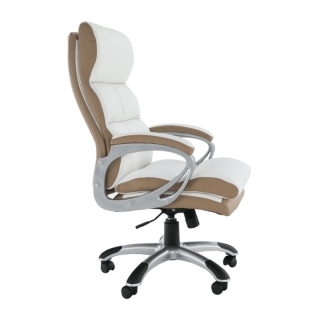 Kancelárske kreslo, biela/hnedá ekokoža, KOLO obr-6
