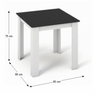 Jedálenský stôl, biela/čierna, 80x80 cm, KRAZ obr-2