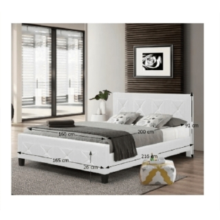 Manželská posteľ s roštom, ekokoža biela, 160x200, CARISA obr-2