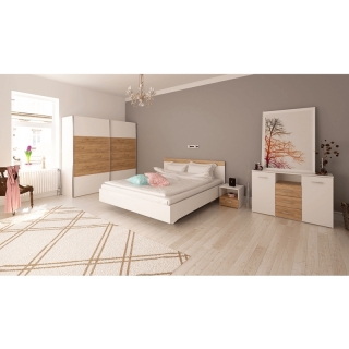 Manželská posteľ, 160x200, biela/dub artisan, GABRIELA obr-9