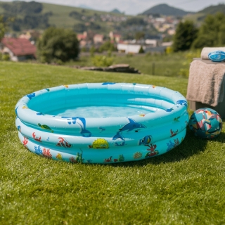 Detský nafukovací bazén, modrá/vzor, LOME obr-1