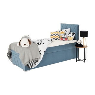 Boxspringová posteľ, jednolôžko, modrá, 90x200, pravá, PAXTON obr-2