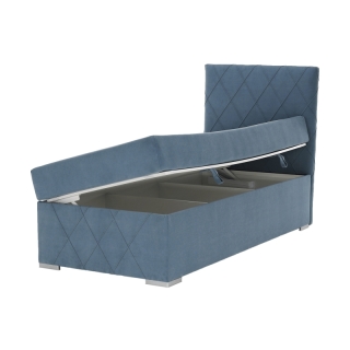 Boxspringová posteľ, jednolôžko, modrá, 90x200, pravá, PAXTON obr-4