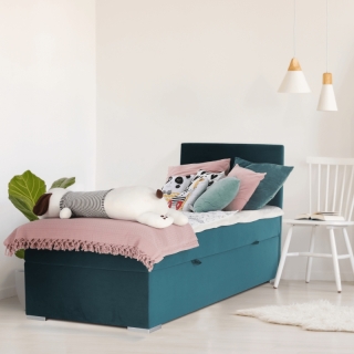 Boxspringová posteľ, jednolôžko, zelená, 80x200, pravá, SAFRA obr-3