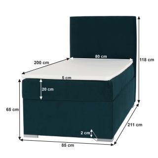 Boxspringová posteľ, jednolôžko, zelená, 80x200, pravá, SAFRA obr-4
