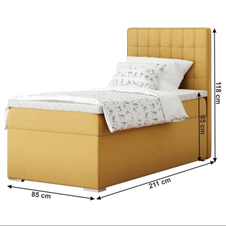 Boxspringová posteľ, jednolôžko, horčicová, 80x200, pravá, TERY obr-4