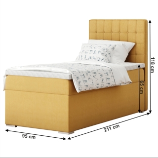 Boxspringová posteľ, jednolôžko, horčicová, 90x200, pravá, TERY obr-8