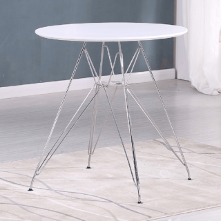 Jedálenský stôl, chróm/MDF, biela extra vysoký lesk HG, priemer 80 cm, RONDY NEW obr-2