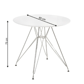 Jedálenský stôl, chróm/MDF, biela extra vysoký lesk HG, priemer 80 cm, RONDY NEW obr-4