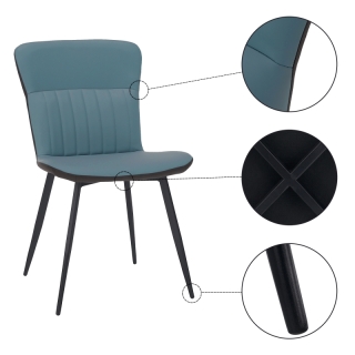 Jedálenská stolička, ekokoža, modrá/hnedá, KLARISA obr-2