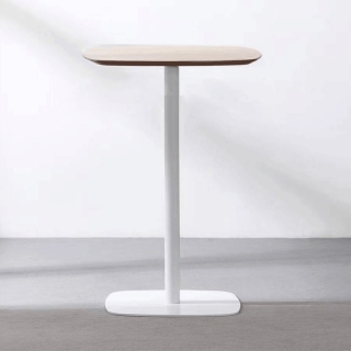 Barový stôl, dub/biela, MDF/kov, priemer 60 cm, HARLOV obr-1
