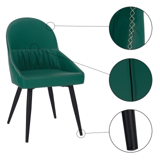 Jedálenská stolička, ekokoža zelená/kov, KALINA obr-2
