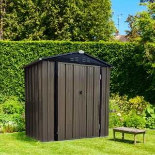 Plechový záhradný domček na náradie, hnedá/antracitová, 2x1,3x2,1 m, RADOL obr-2