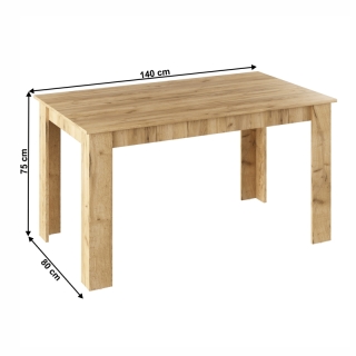 Jedálenský stôl, dub artisan, 140x80 cm, GENERAL NEW obr-1