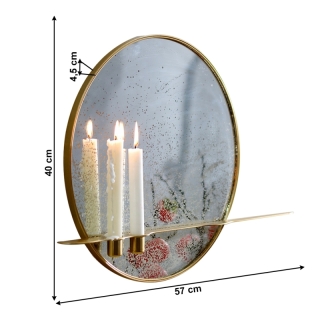 Zrkadlo so stojanom na 2 sviečky, patinované, zlatý kovový rám, HAREO TYP 2 obr-3