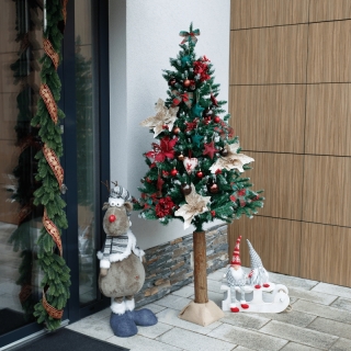 Vianočný stromček so šiškami na pníku, posnežený, 210 cm, PNIK TYP 3 obr-2