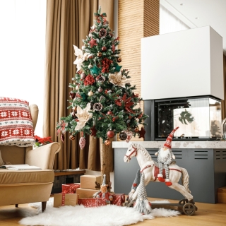 Vianočný stromček so šiškami na pníku, posnežený, 210 cm, PNIK TYP 3 obr-4