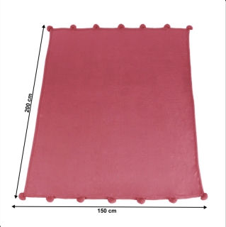 TEMPO-KONDELA ASTANA, plyšová deka s brmbolcami, ružová, 150x200 cm obr-2