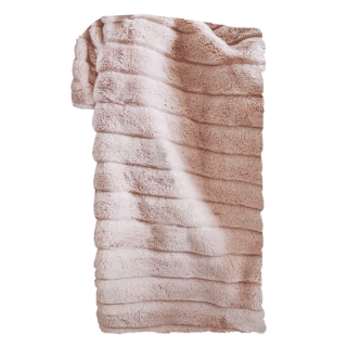 TEMPO-KONDELA SERGI, plyšová pruhovaná deka, svetloružová, 150x200 cm obr-1