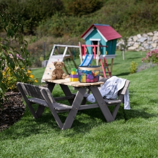 Detské záhradné sedenie, drevo, sivá/prírodná, ABALO obr-1