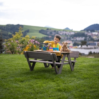Detské záhradné sedenie, drevo, sivá/prírodná, ABALO obr-3
