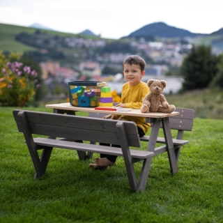 Detské záhradné sedenie, drevo, sivá/prírodná, ABALO obr-4