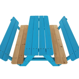 Detské záhradné sedenie, drevo, modrá/prírodná, ABALO obr-2