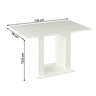 Jedálenský stôl, biela, 119x79 cm, BISTRO obr-2